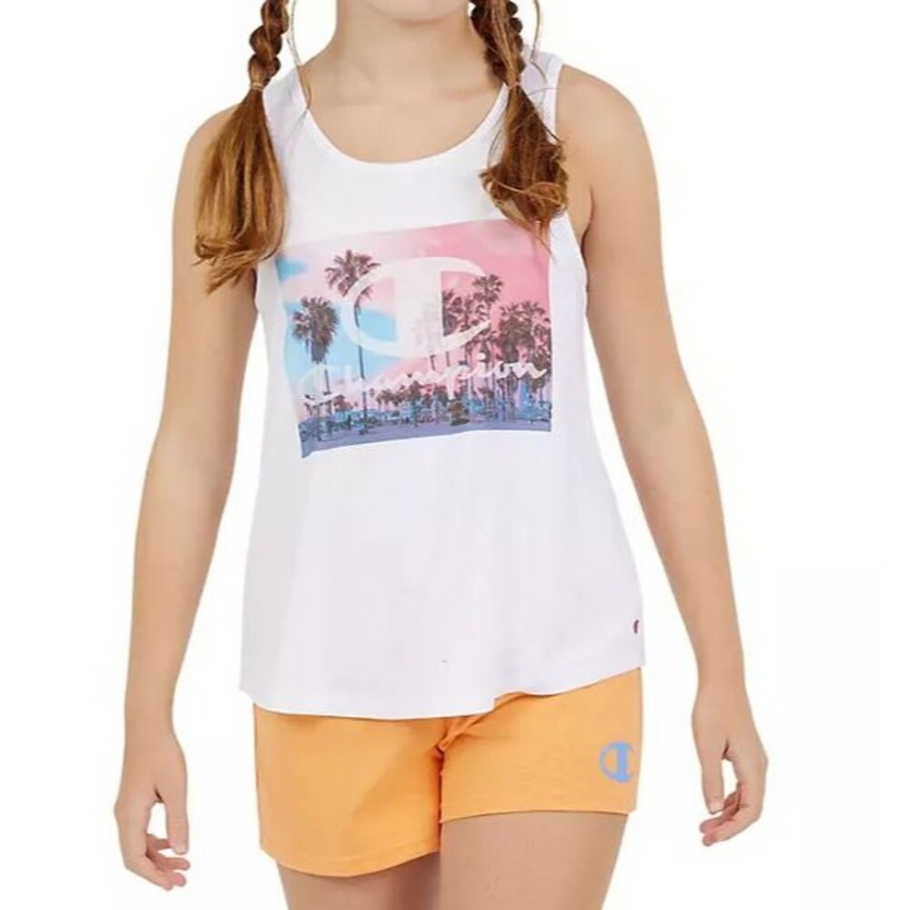 Girl's XL 14/16 Tank Top Champion High-low Hem White Graphic